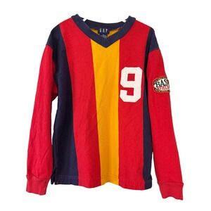 GAP Kids Rugby Long Sleeve Shirt Vertical Stripe V-neck Boys XS‎ - No Collar #9